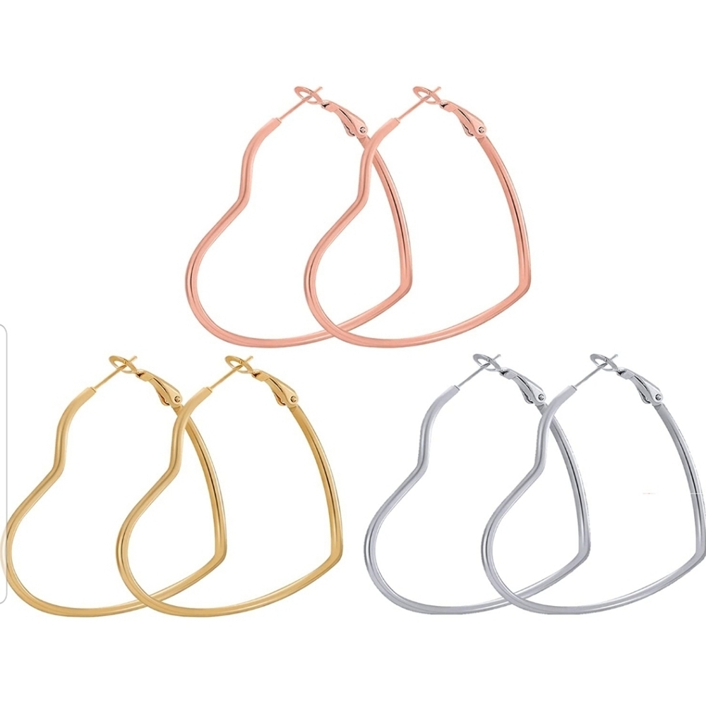 Stainless Steel Hypoallergenic Geometric Hoops Women's Earrings